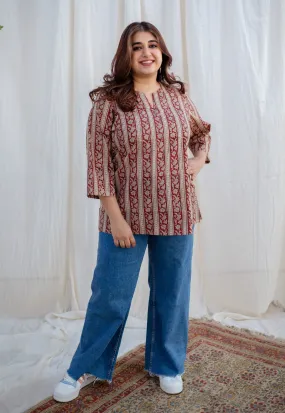 Afza Kalamkari Cotton Top