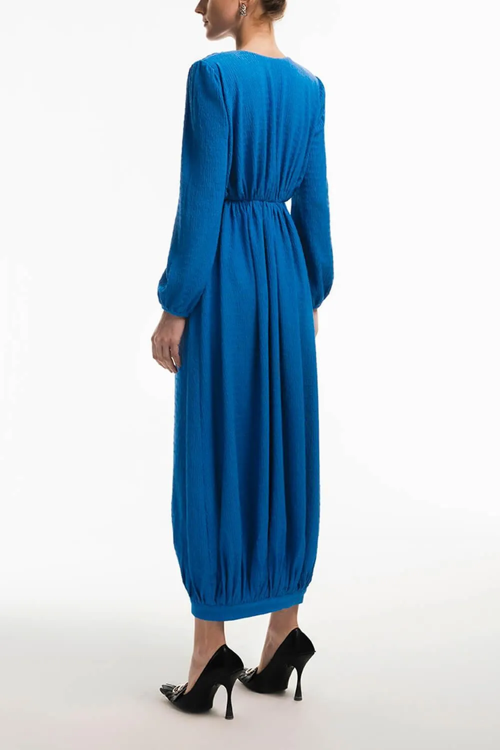 Amina Blouson V-Neck Jersey Ankle Length Dress