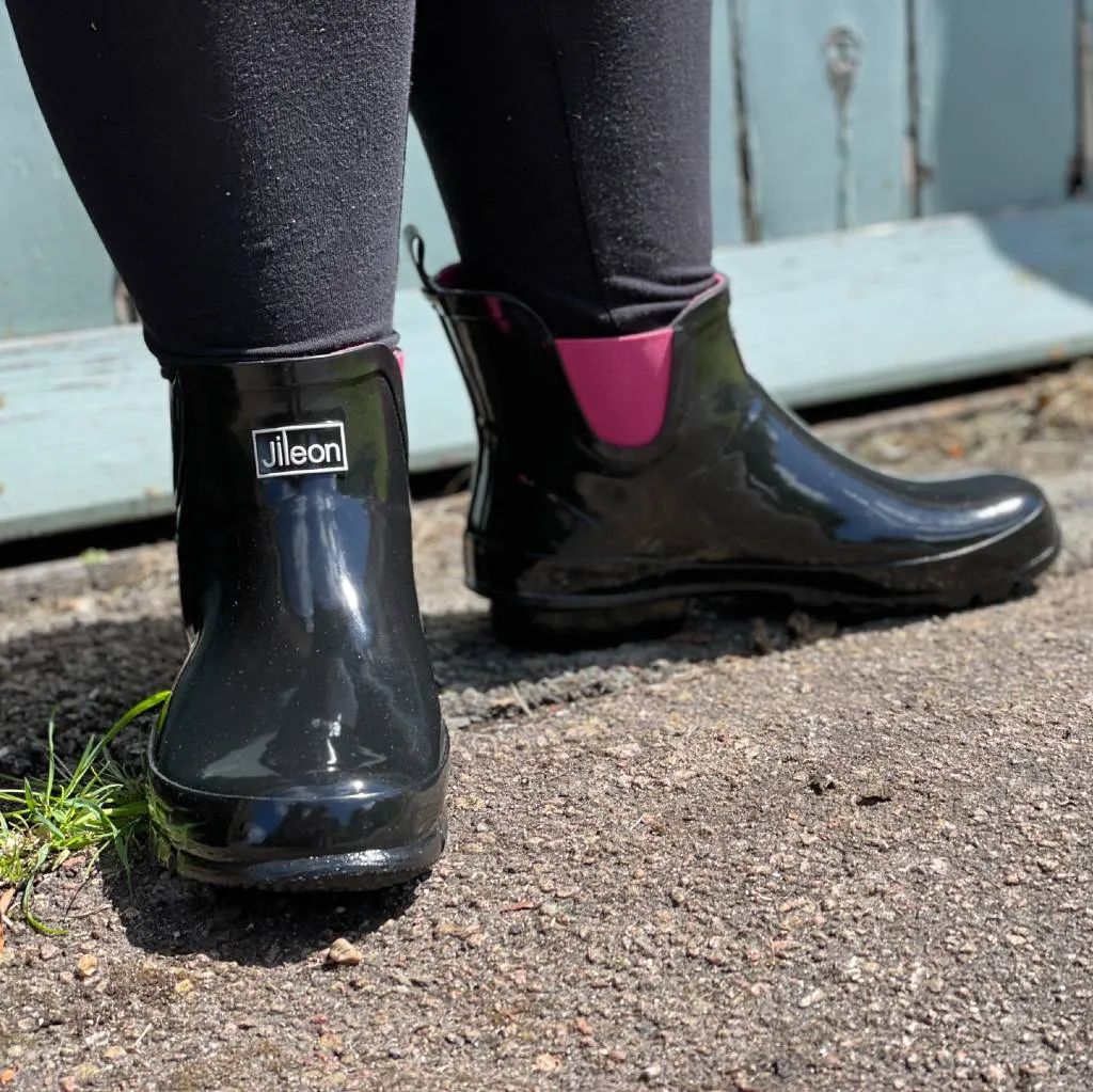 Ankle Wellies - Black Glossy - Wide Foot