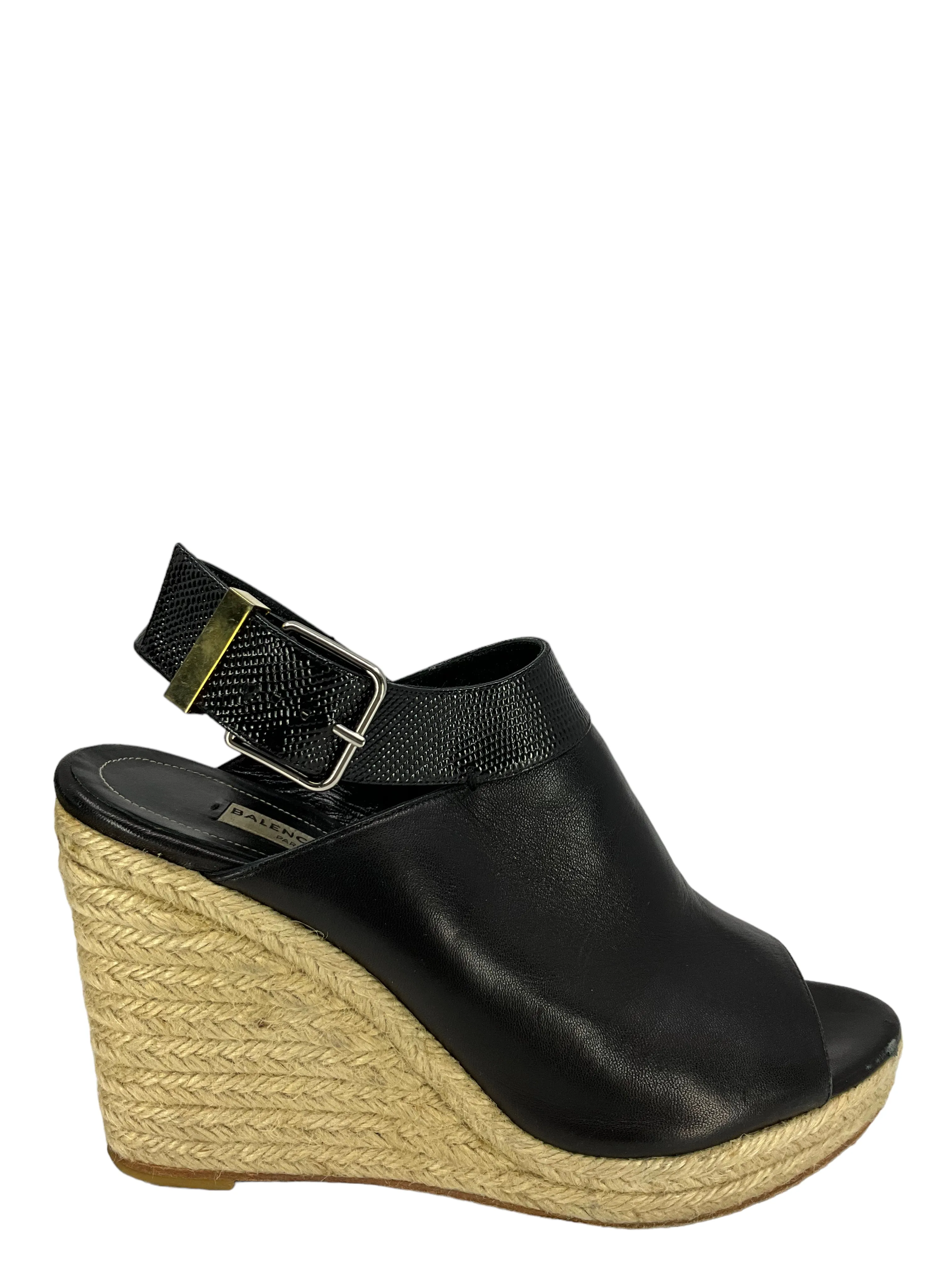 Balenciaga Open Toe Leather Wedges Size 9