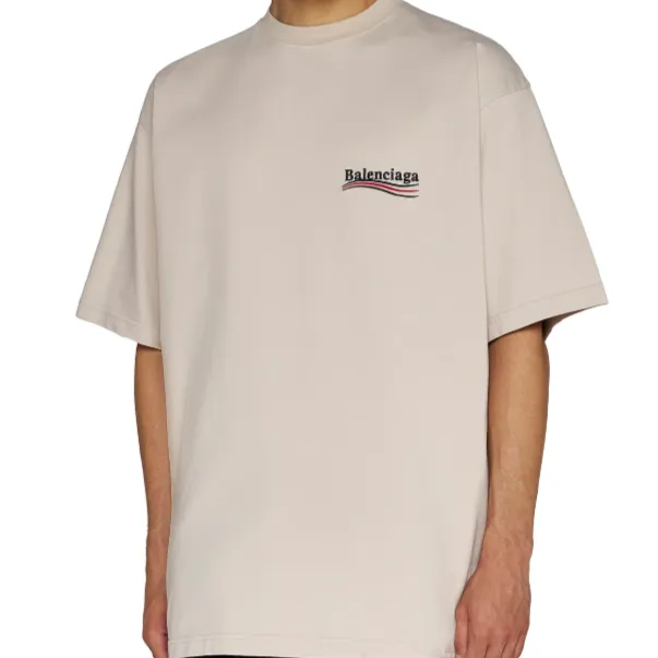 Balenciaga Political Campaign Embroidery Large Fit Tee Beige