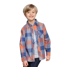 Boy Long Plaid Casual Dress Shirts