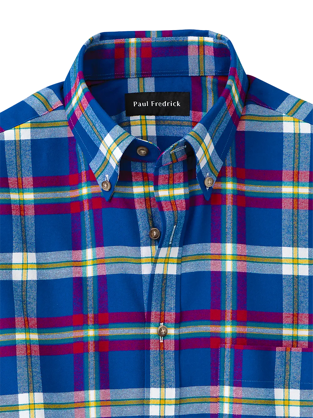 Brushed Twill Plaid Casual Shirt - Cobalt