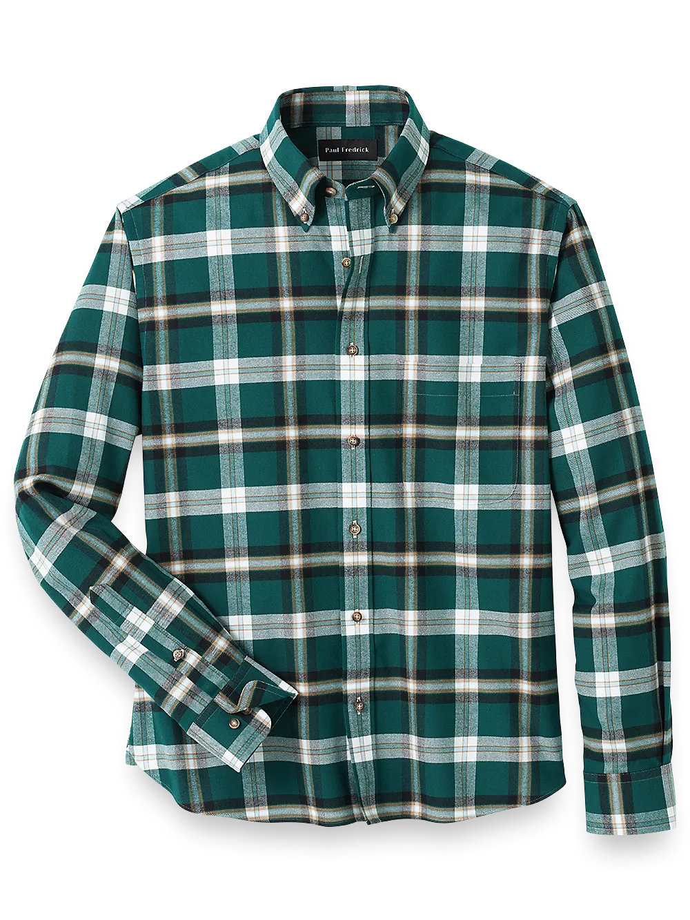 Brushed Twill Plaid Casual Shirt - Green