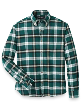 Brushed Twill Plaid Casual Shirt - Green