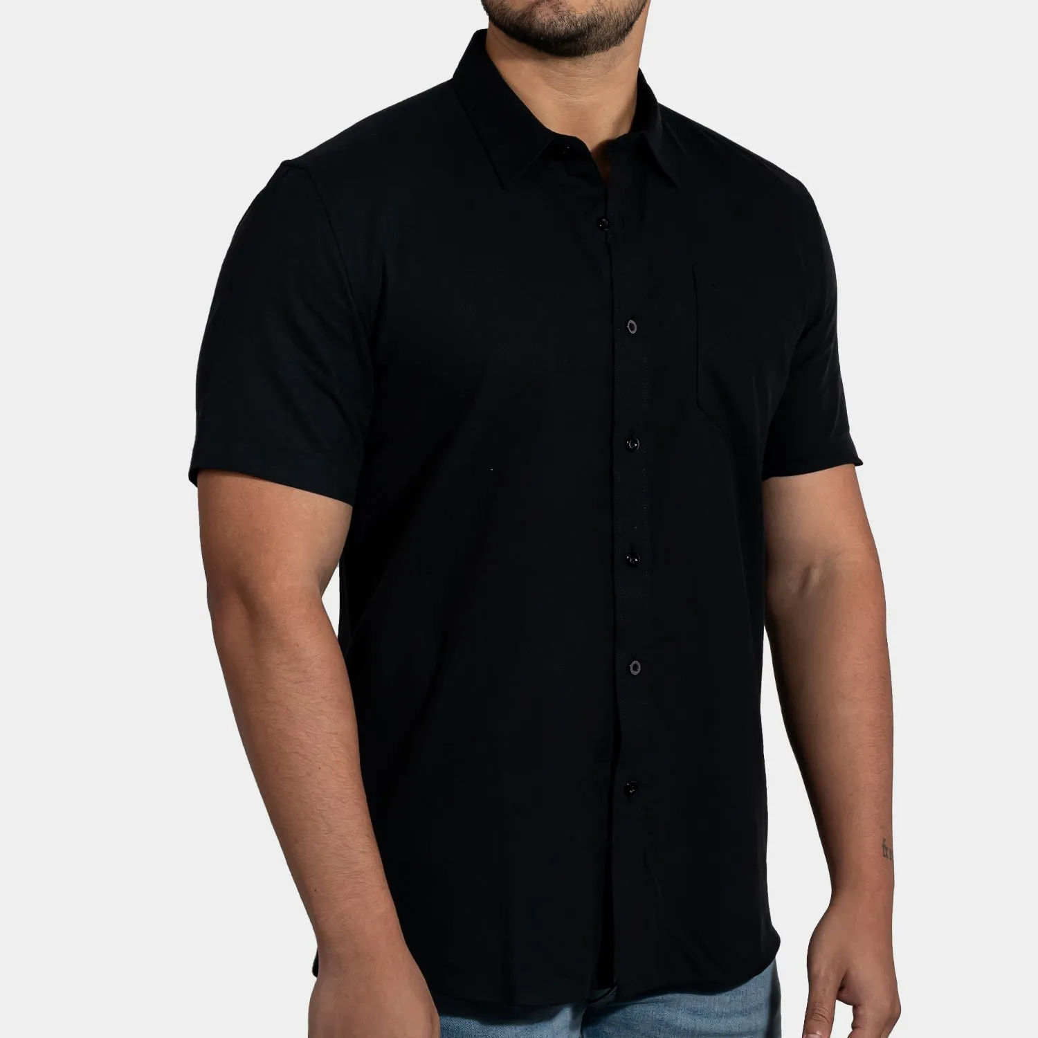 Camisa Casual de Lino Manga Corta para Hombre