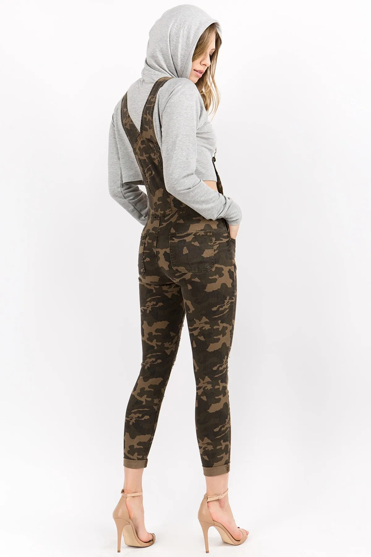 Camo Distressed Overall Bibs