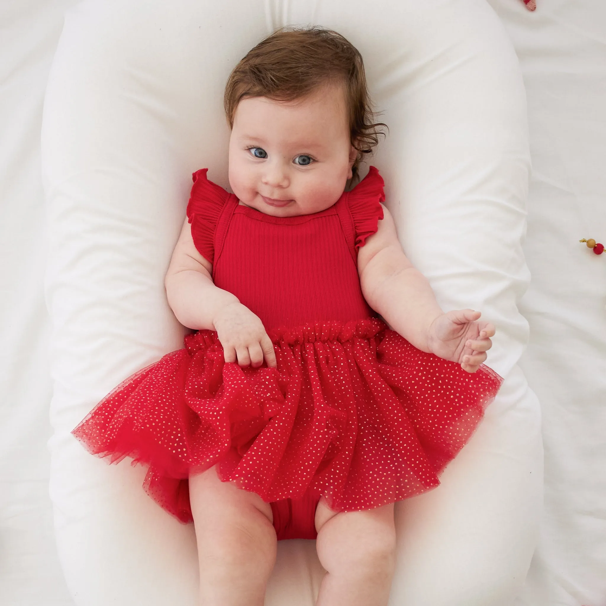 Cozy Flutter Tutu Dress - Red