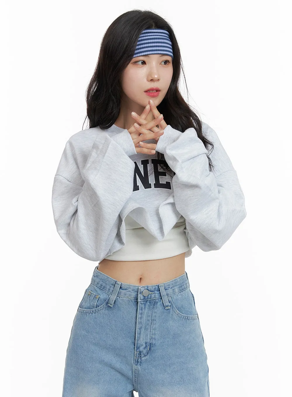 Cozy Lettering Cropped Sweater OM421