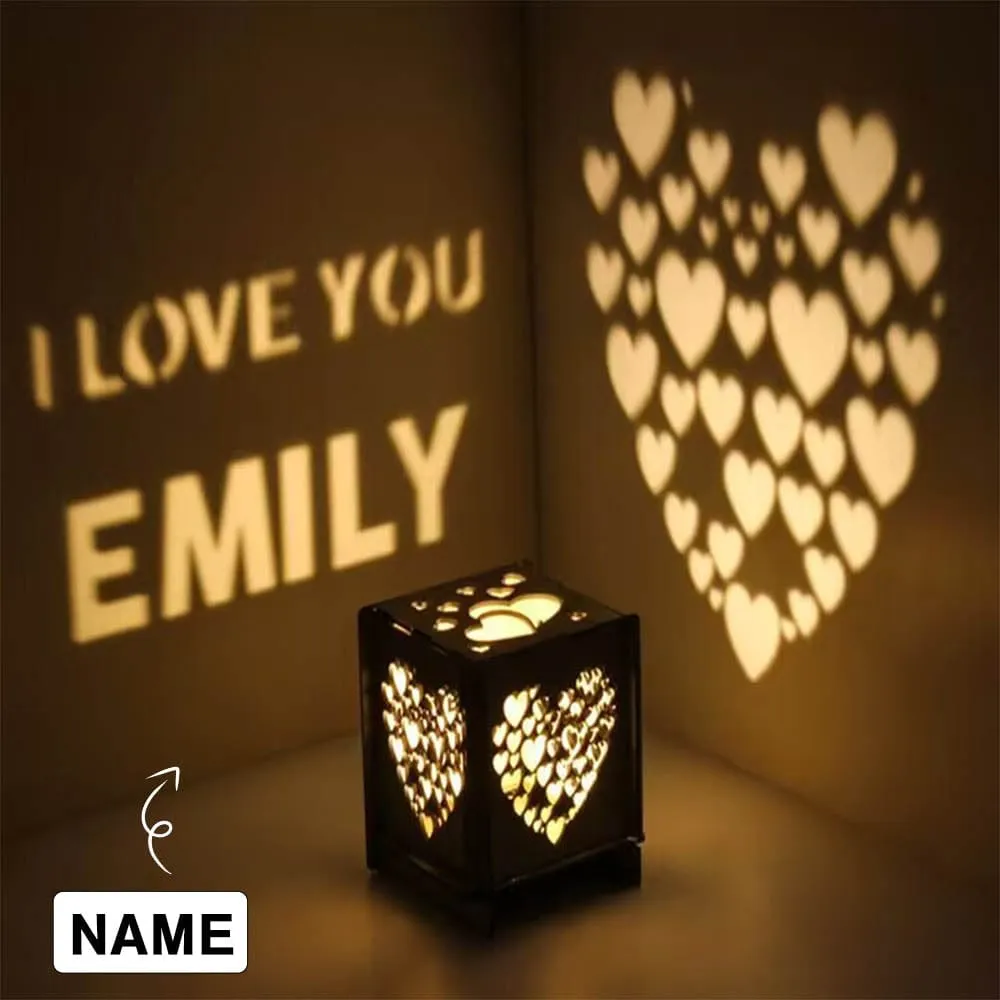 Custom Name Wooden Statement Lantern Cozy Patchwork Gift Atmosphere Lamp