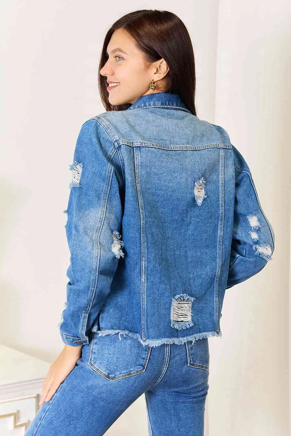 Darling for Days Distressed Denim Jacket