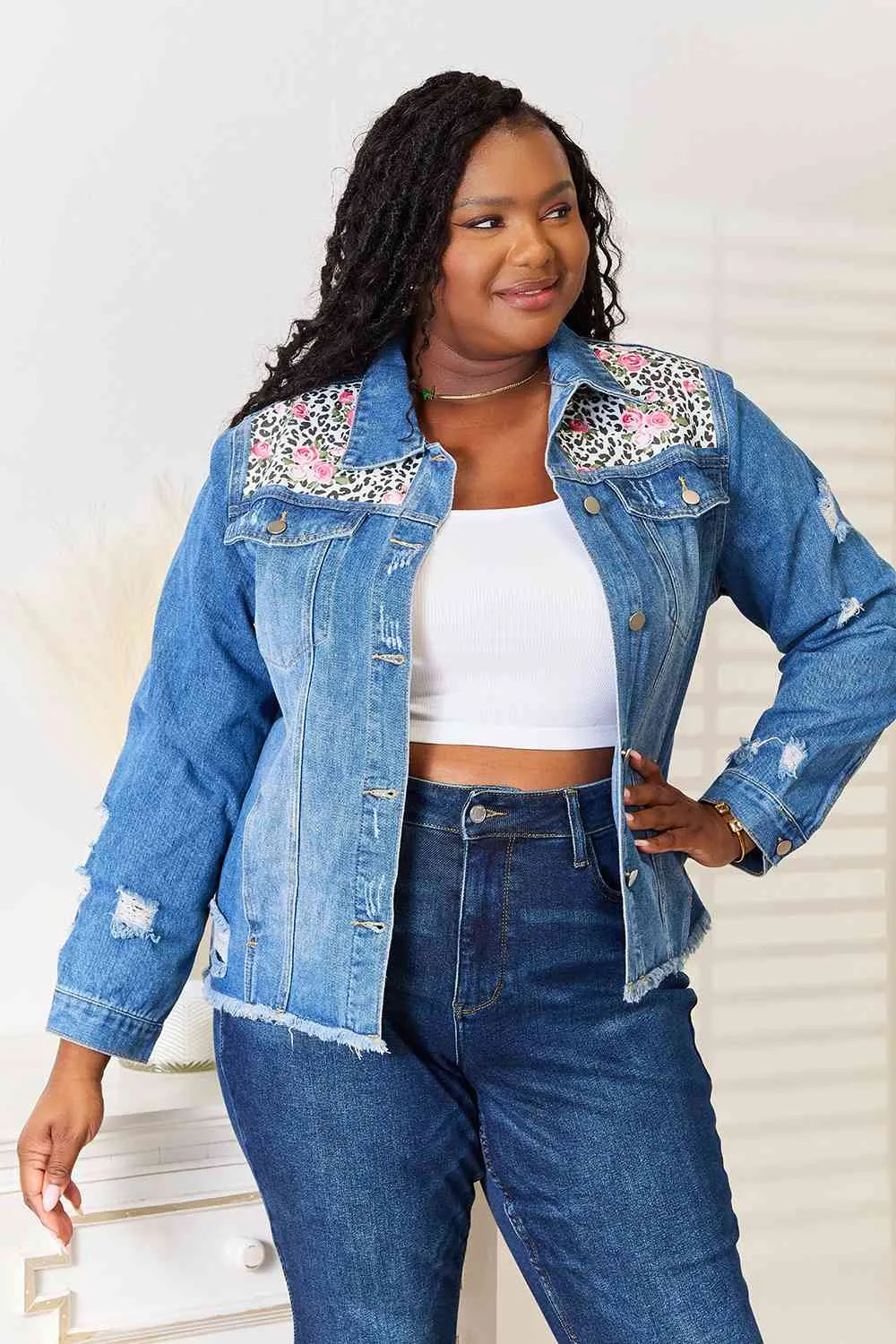 Darling for Days Distressed Denim Jacket