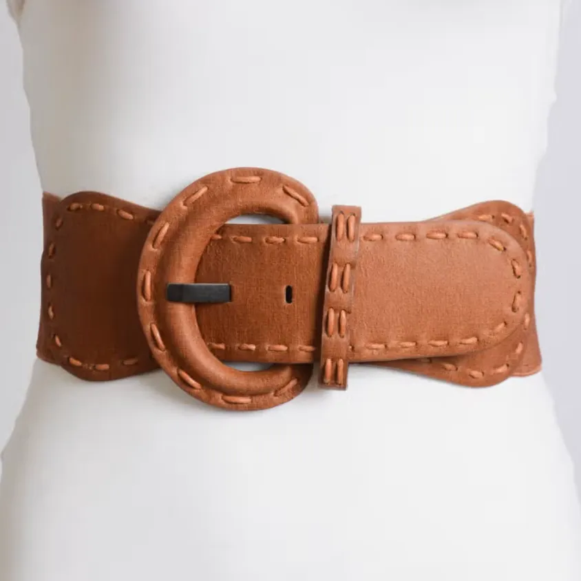 Deanna Distressed Look Wide Stitch Belt