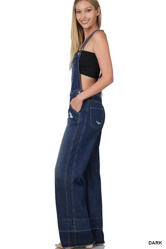 Distressed Denim Overalls