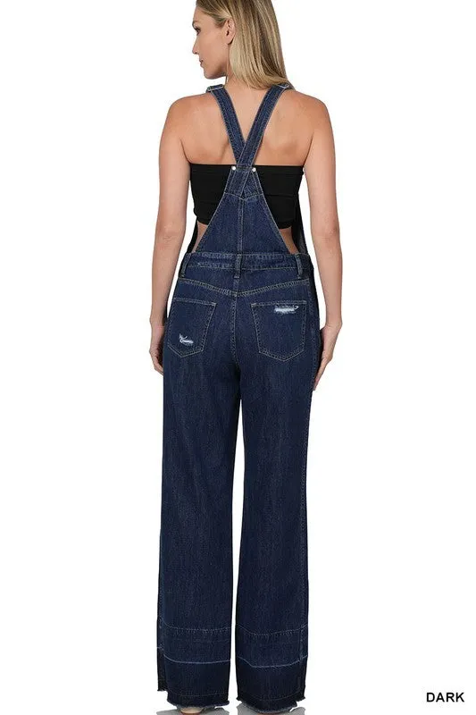 Distressed Denim Overalls