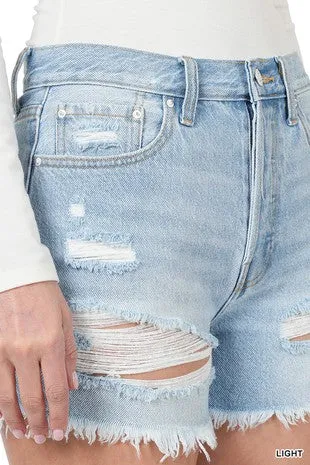 Distressed Denim Shorts