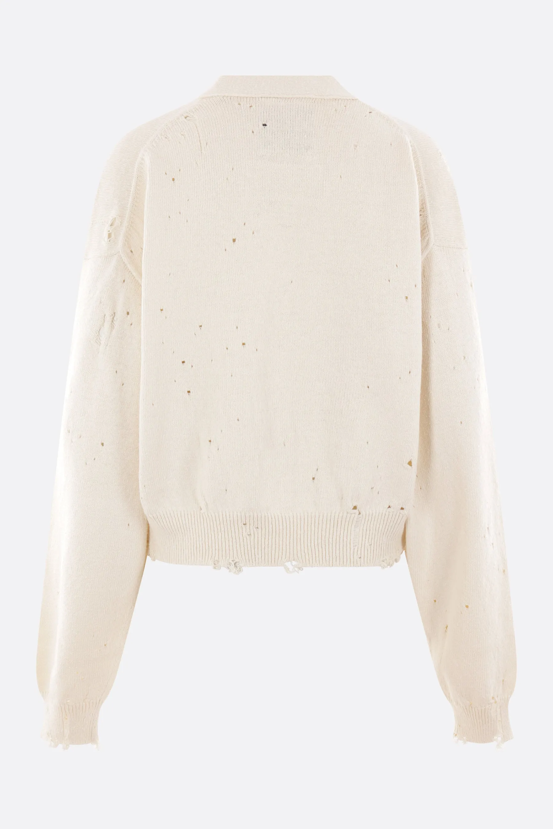 distressed-effect cotton cardigan