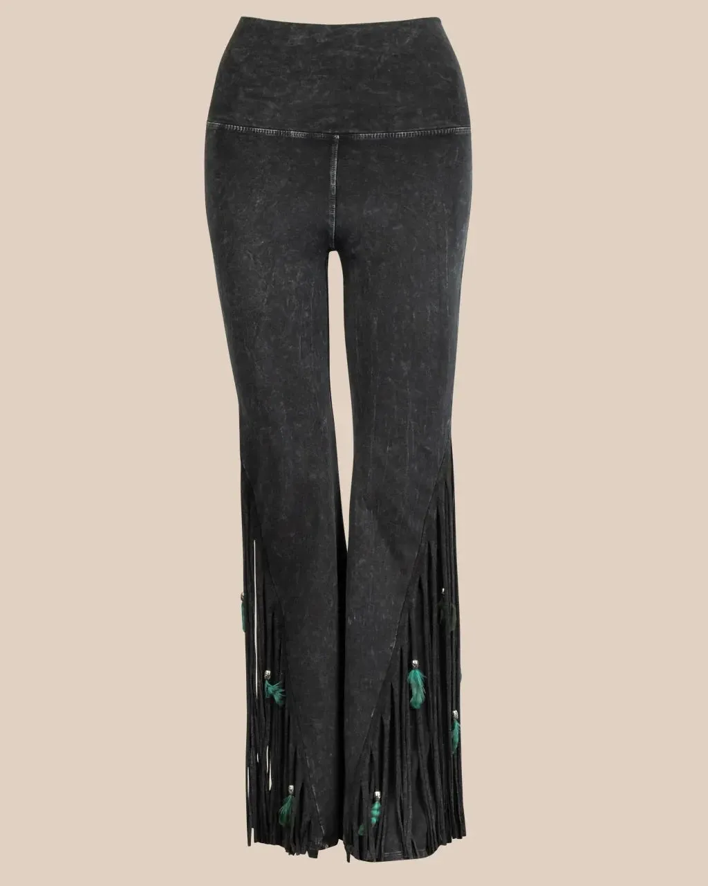 Distressed Flared Fringed Pants