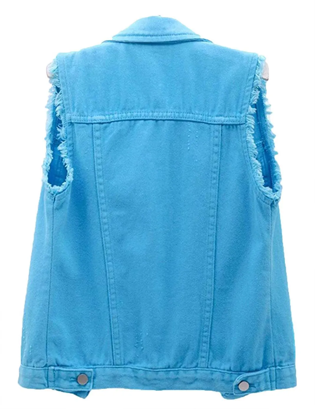 Distressed Sleeveless Denim Jacket Vest (Women's)