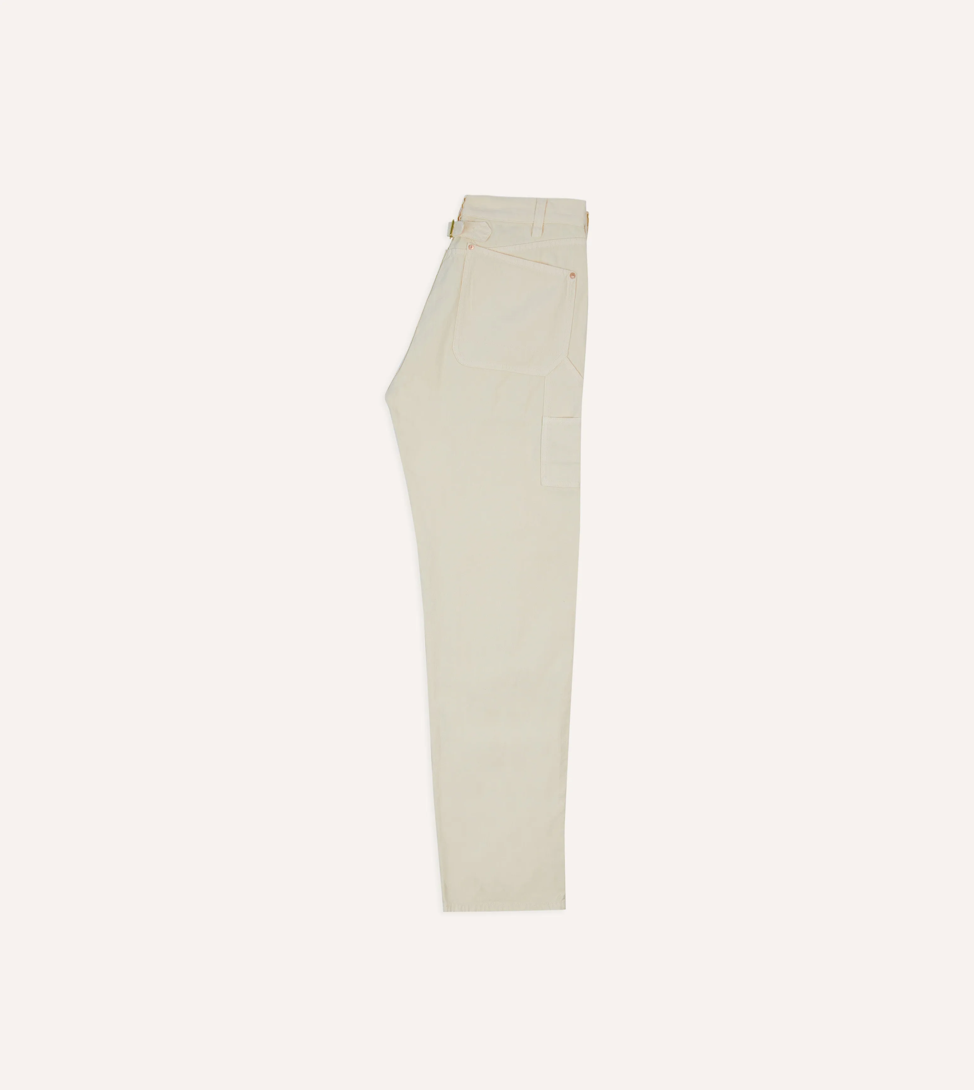 Ecru Cotton-Linen Canvas Carpenter Jeans