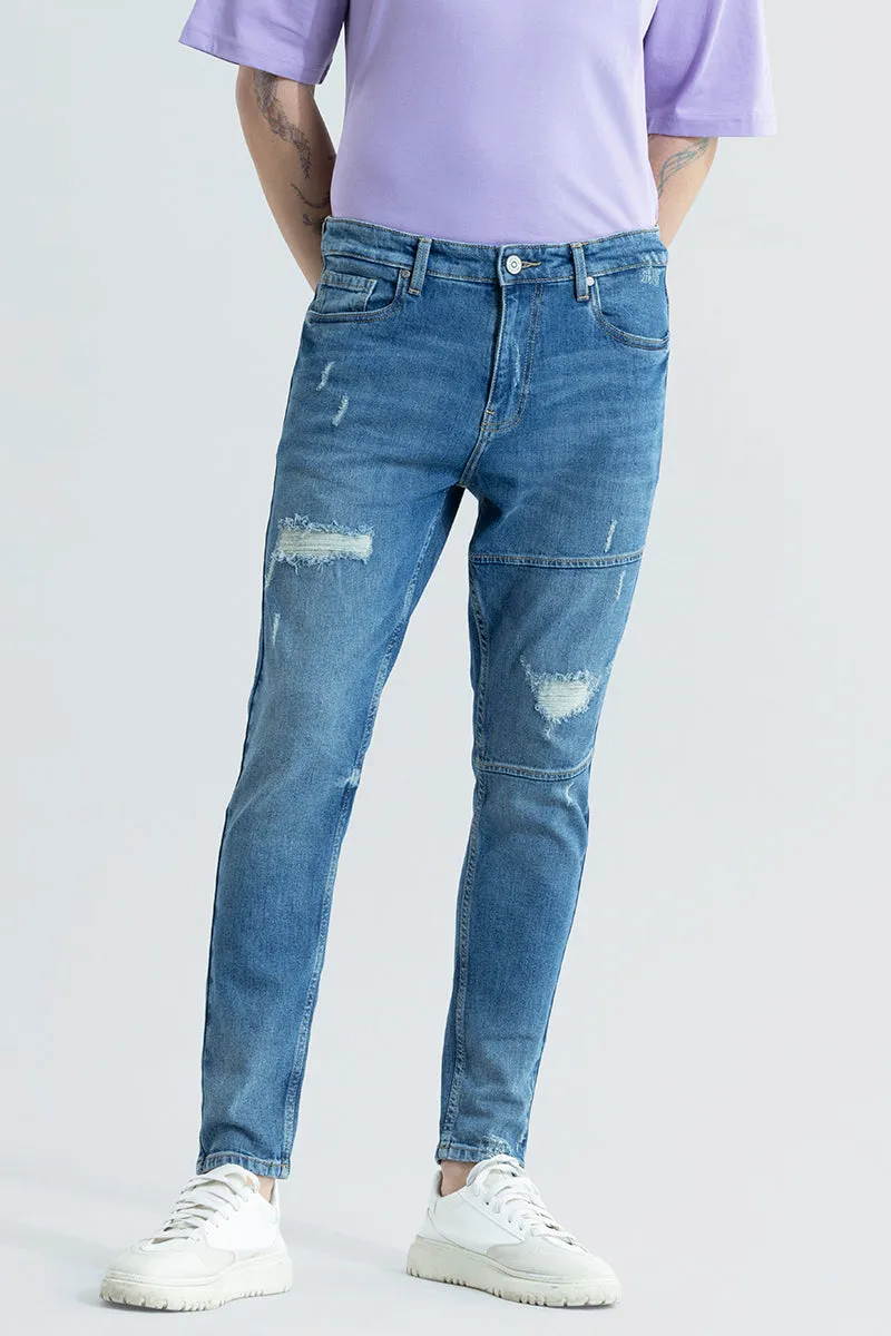 Elite Edge Steel Blue Distressed Skinny Fit Jeans