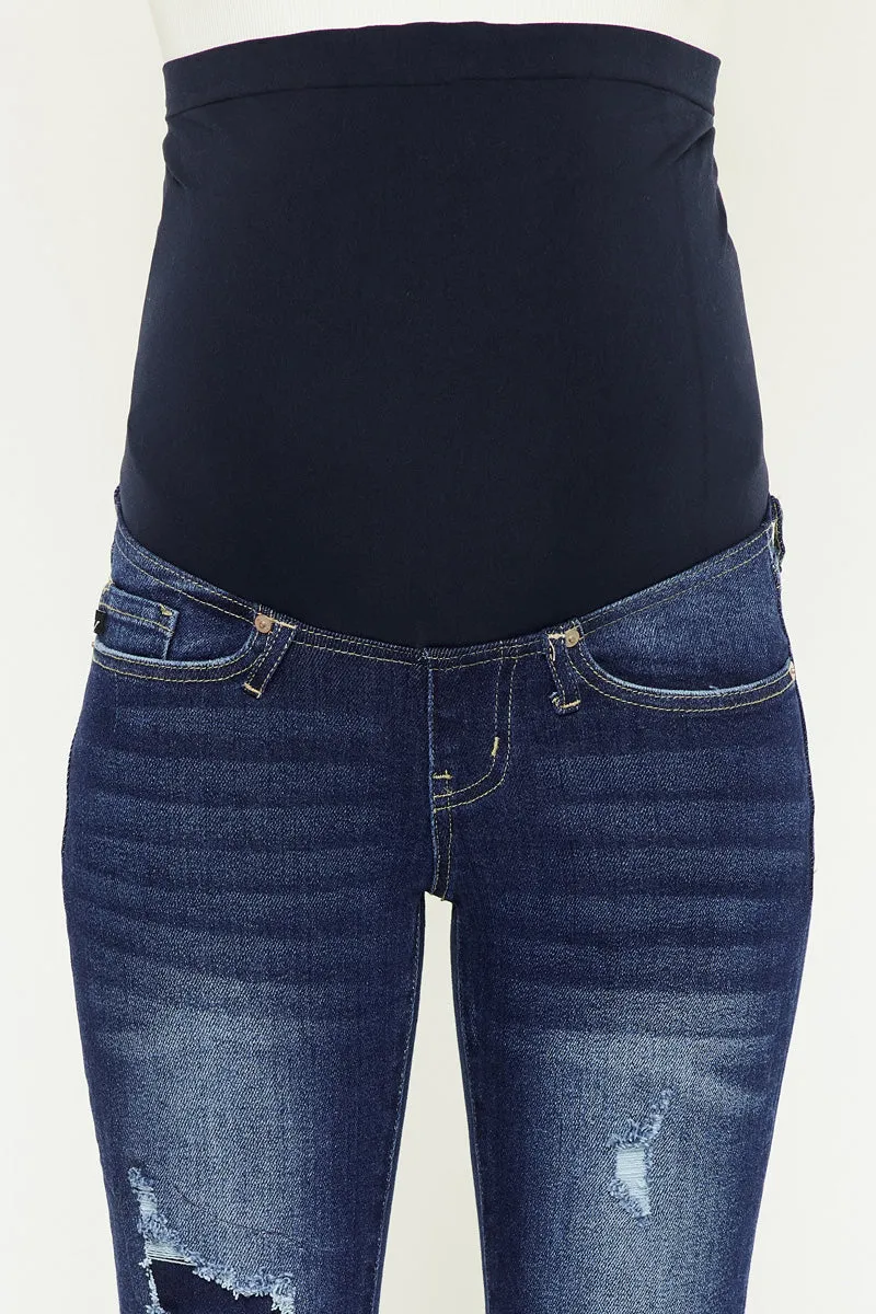 Fidely Maternity Patched Flare Jeans