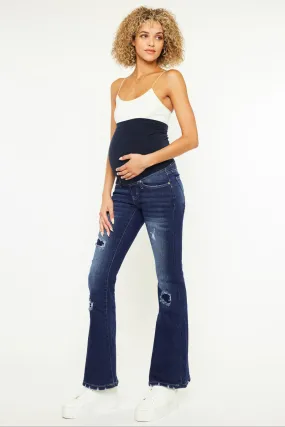 Fidely Maternity Patched Flare Jeans