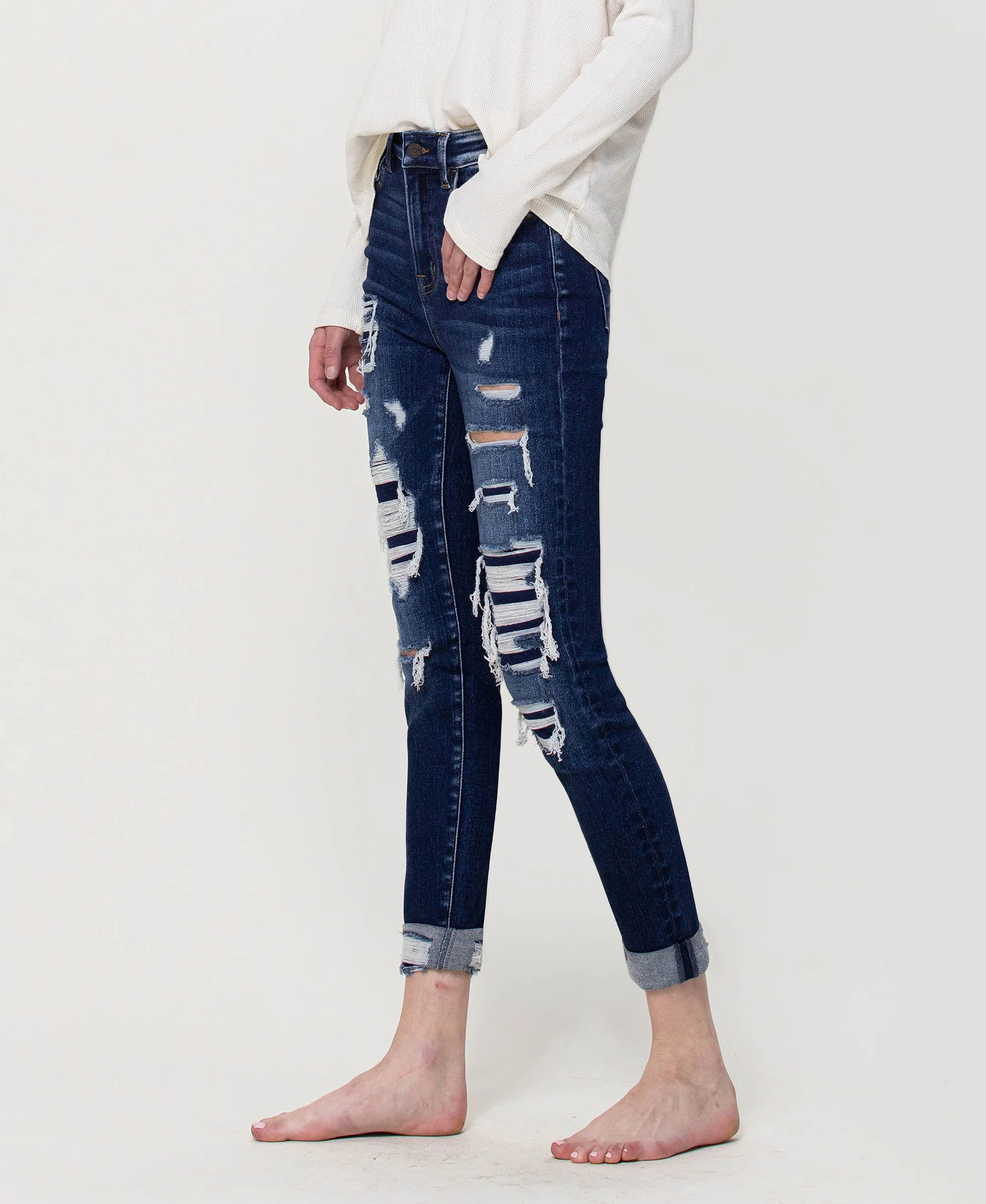 Forget - Distressed High Rise Skinny Jeans