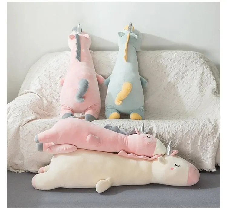 Giant Soft toy unicorn Stuffed Silver Horn Unicorn High Quality Sleeping Pillow Animal Bed Decor Cushion Throw Pillow