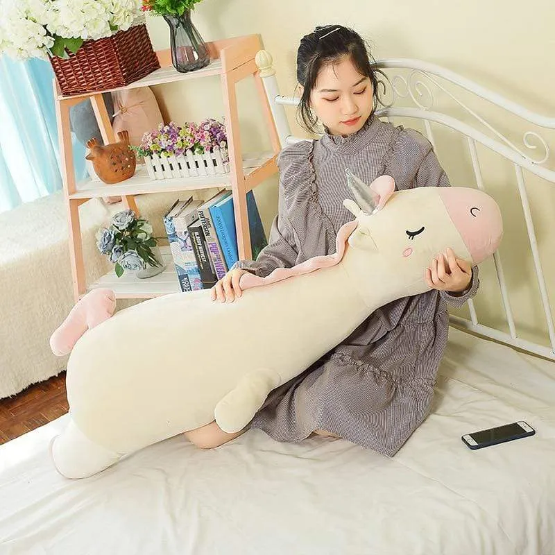 Giant Soft toy unicorn Stuffed Silver Horn Unicorn High Quality Sleeping Pillow Animal Bed Decor Cushion Throw Pillow