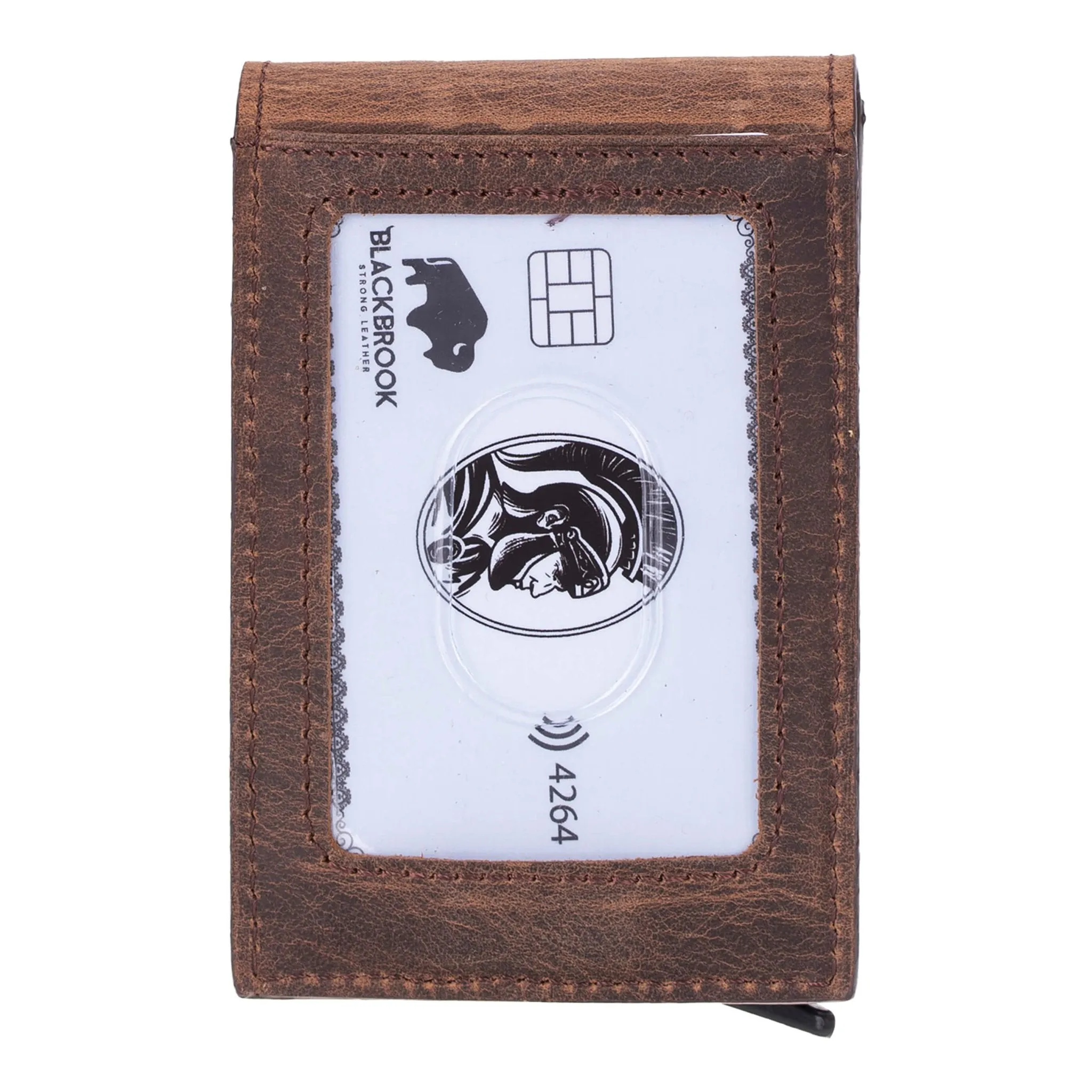 Premium Distressed Coffee Brown Grant Card Holder Wallet