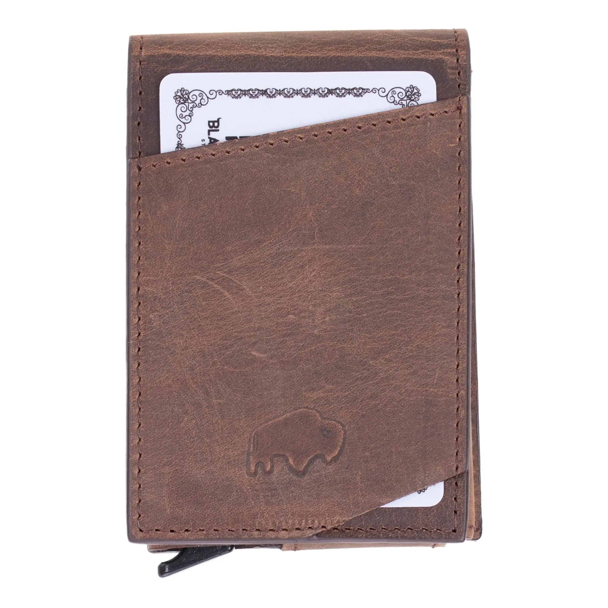 Premium Distressed Coffee Brown Grant Card Holder Wallet