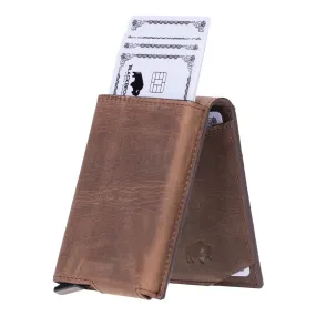 Premium Distressed Coffee Brown Grant Card Holder Wallet