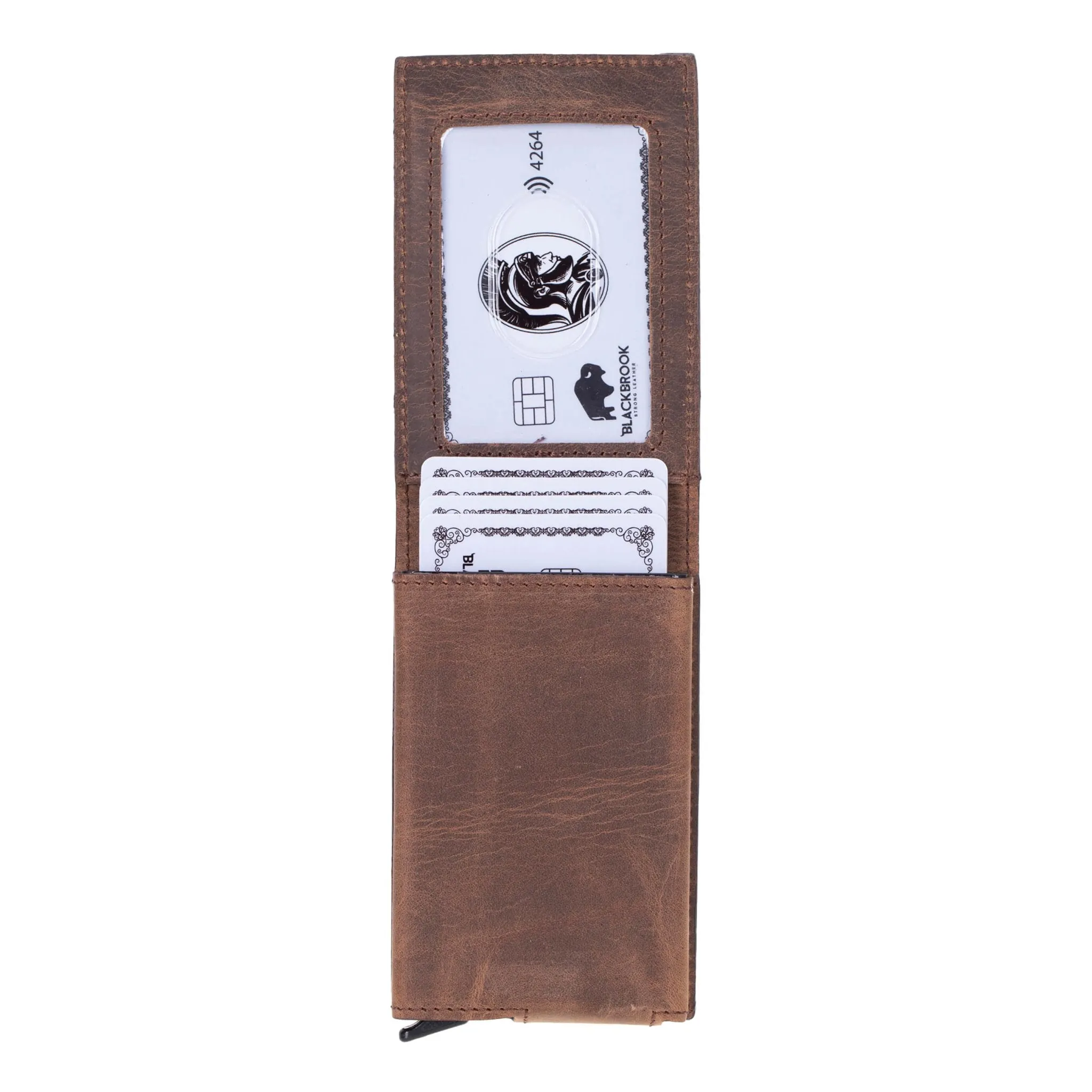 Premium Distressed Coffee Brown Grant Card Holder Wallet