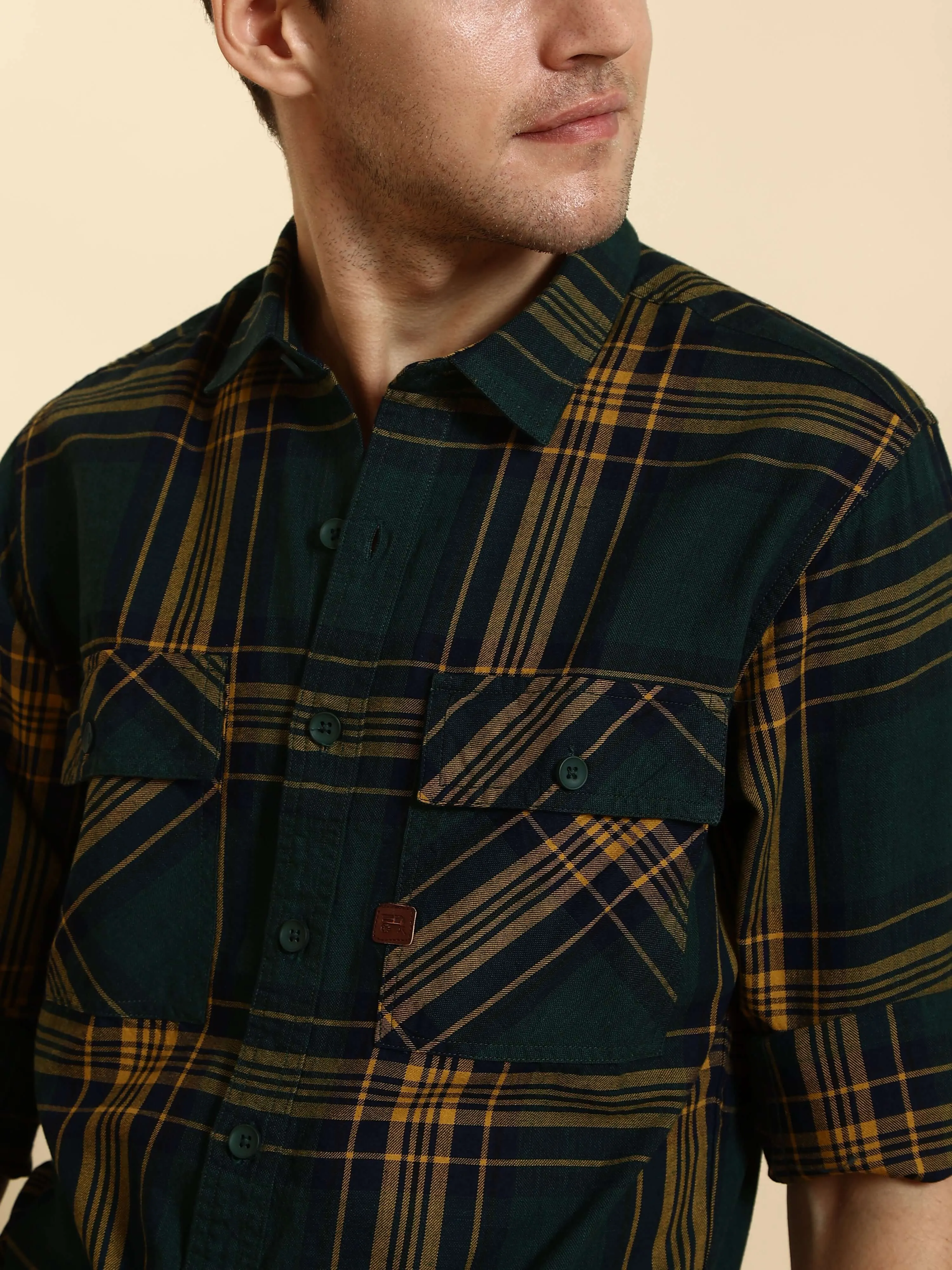 Green Check Full Sleeve Casual shirt