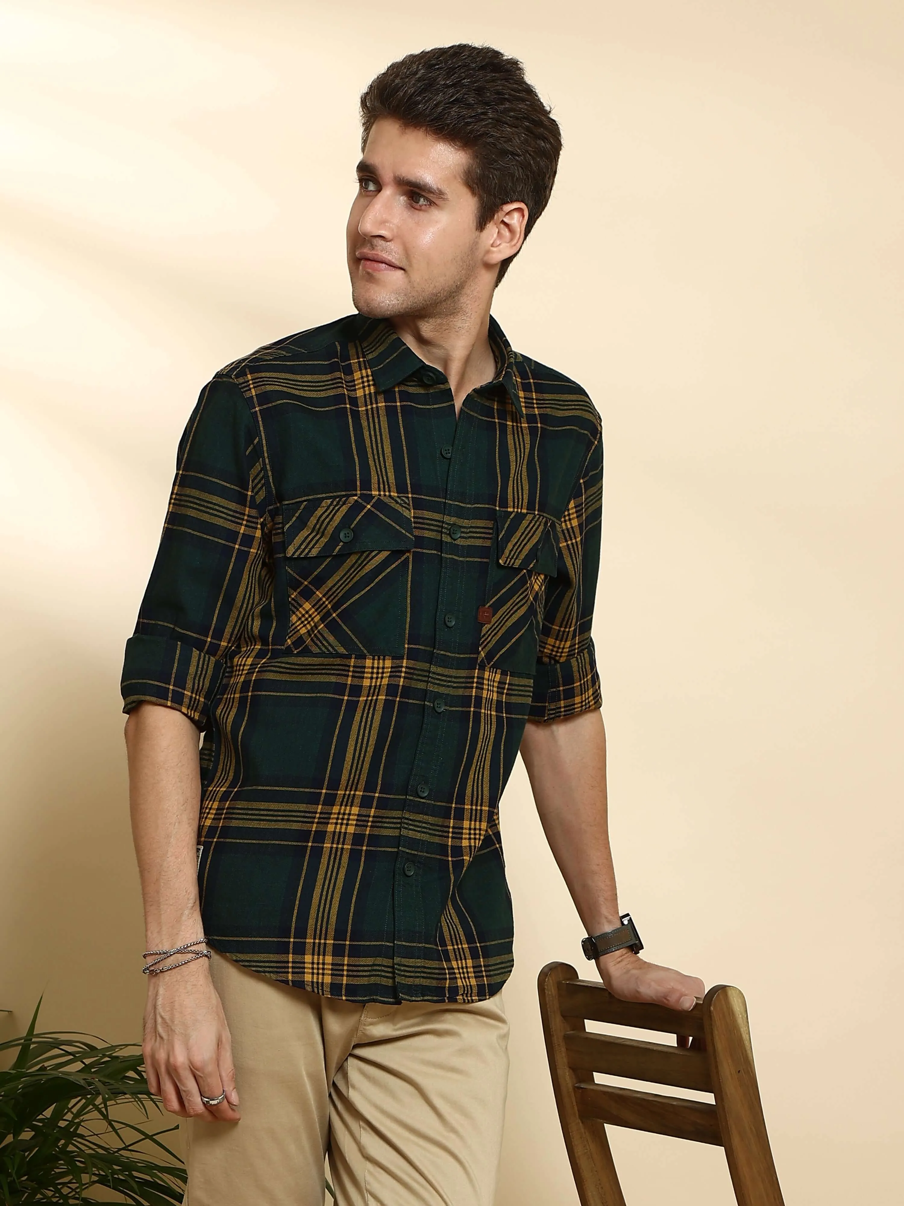 Green Check Full Sleeve Casual shirt