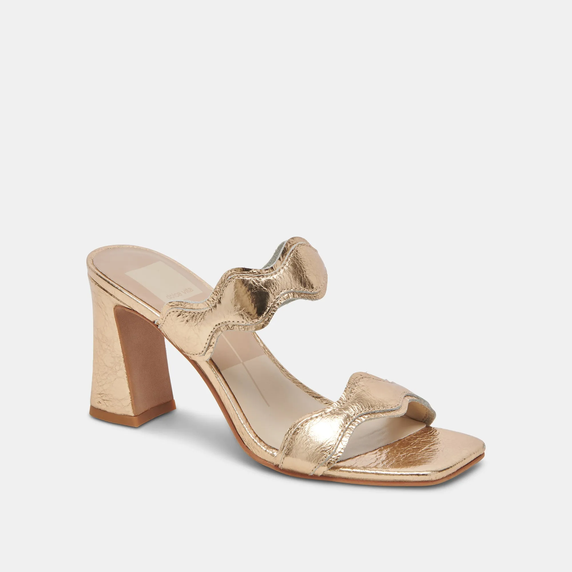 ILVA HEELS GOLD DISTRESSED LEATHER