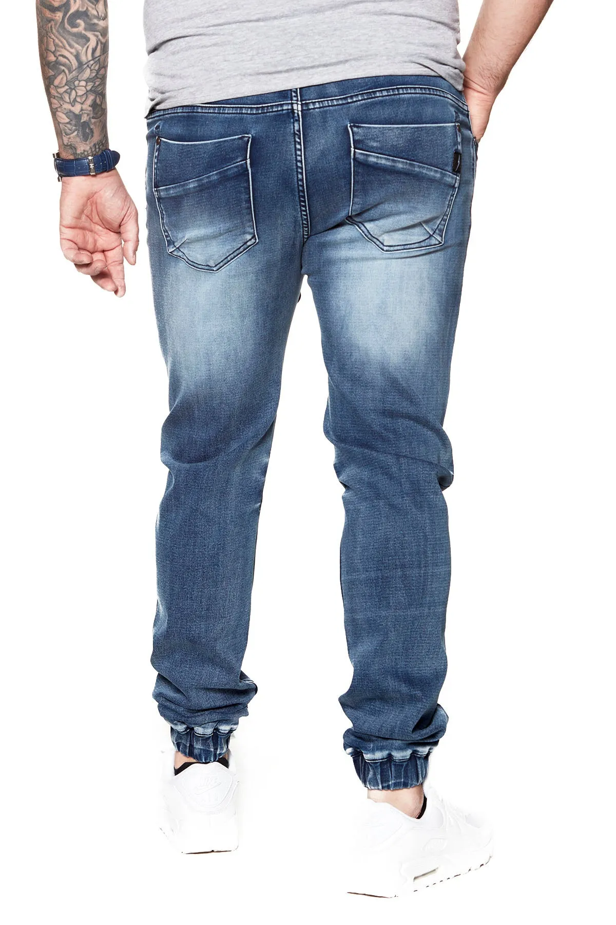 JAGGER - 5 Pocket Cozy Denim Classic Jogger - Vintage Medium Blue Wash