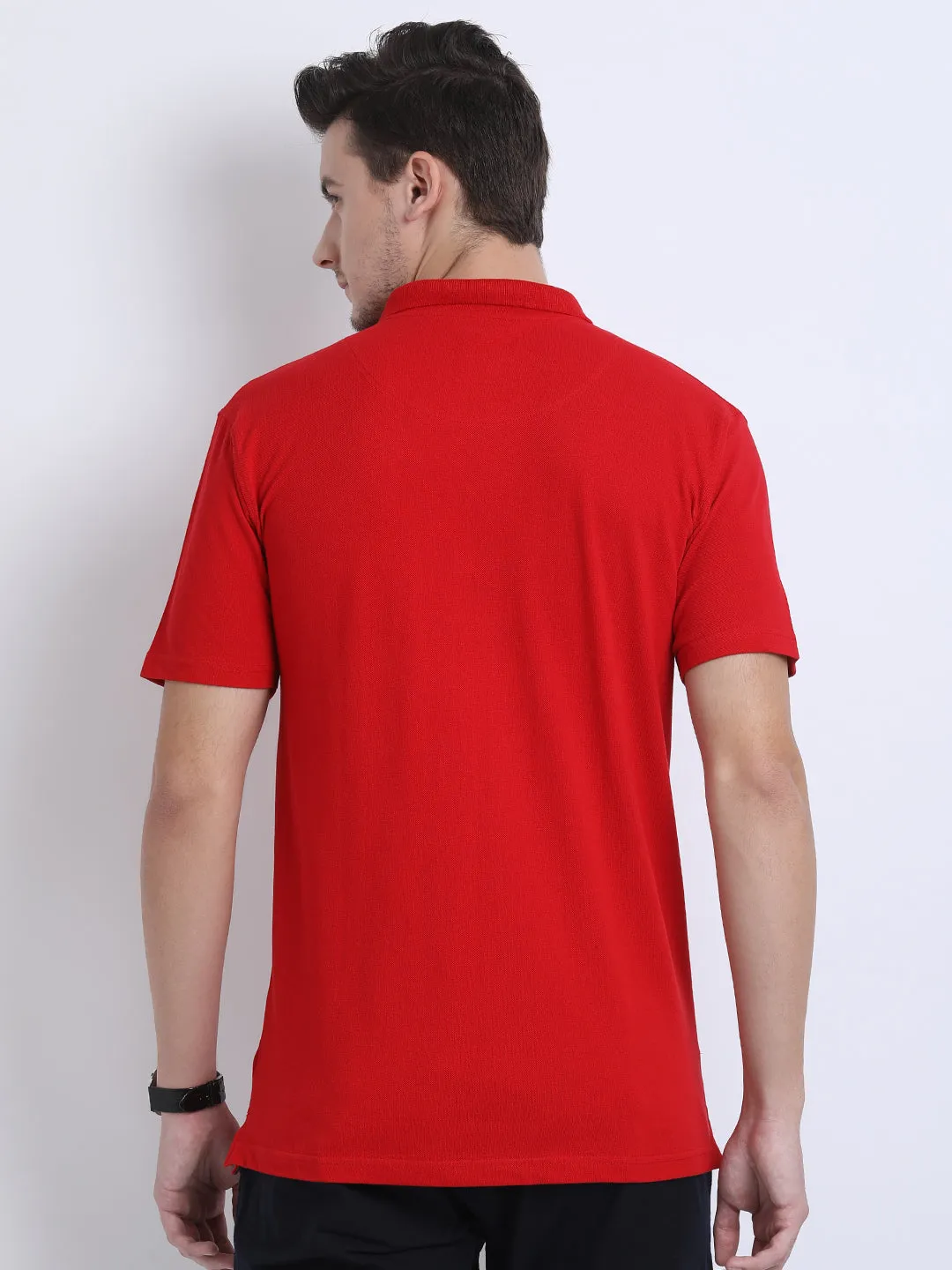 JDC Men Red Solid T.shirt