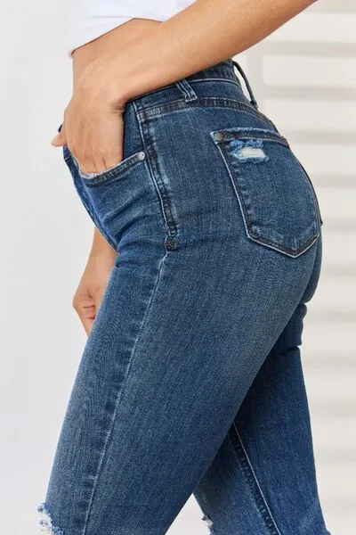 Judy Blue, High Waist Distressed Slim Jeans