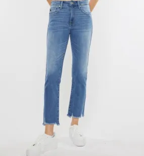 KanCan Distressed Hem Croppped Straight Jeans