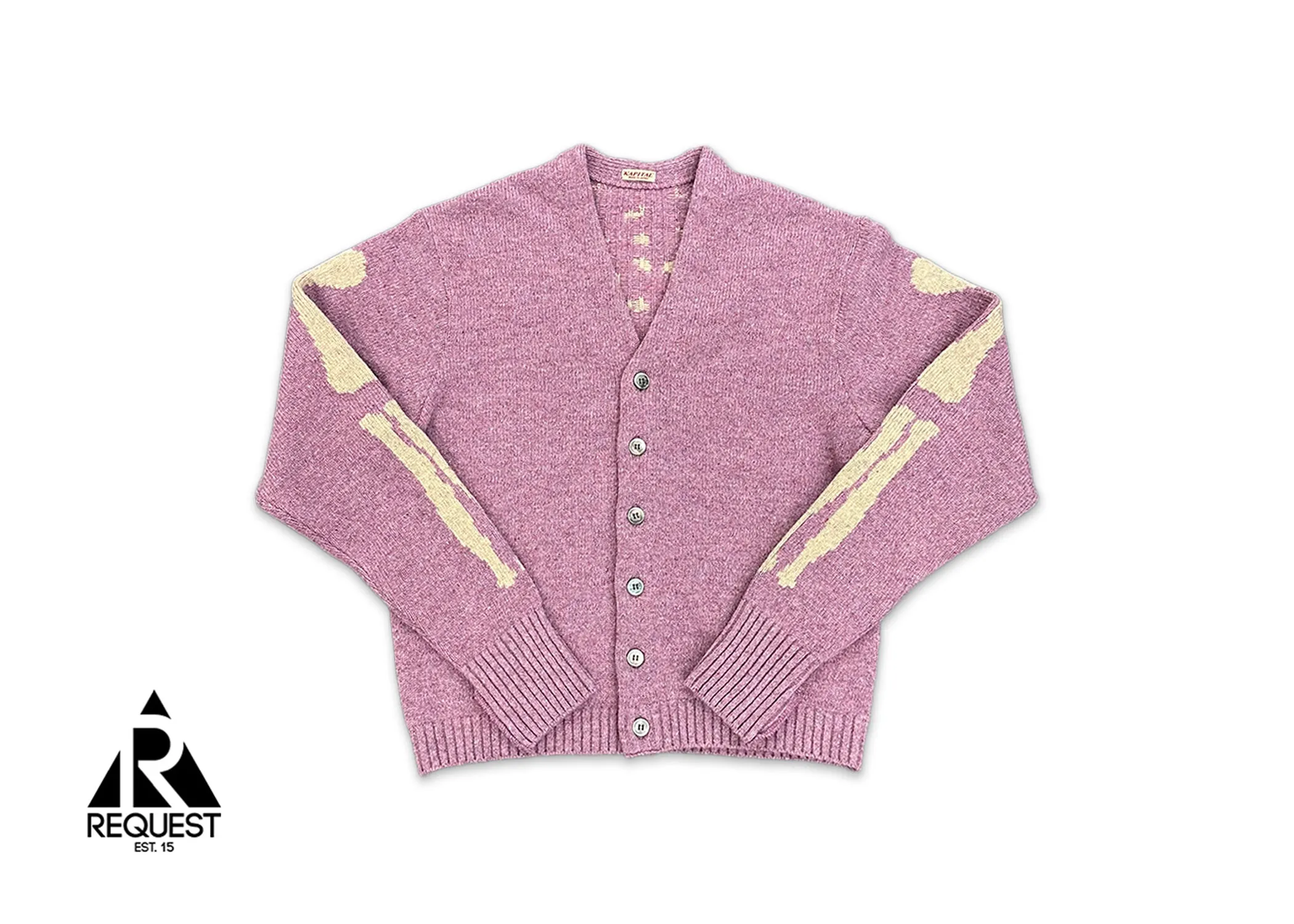 Kapital Skeleton Distressed Jacquard Knit Cardigan Pink