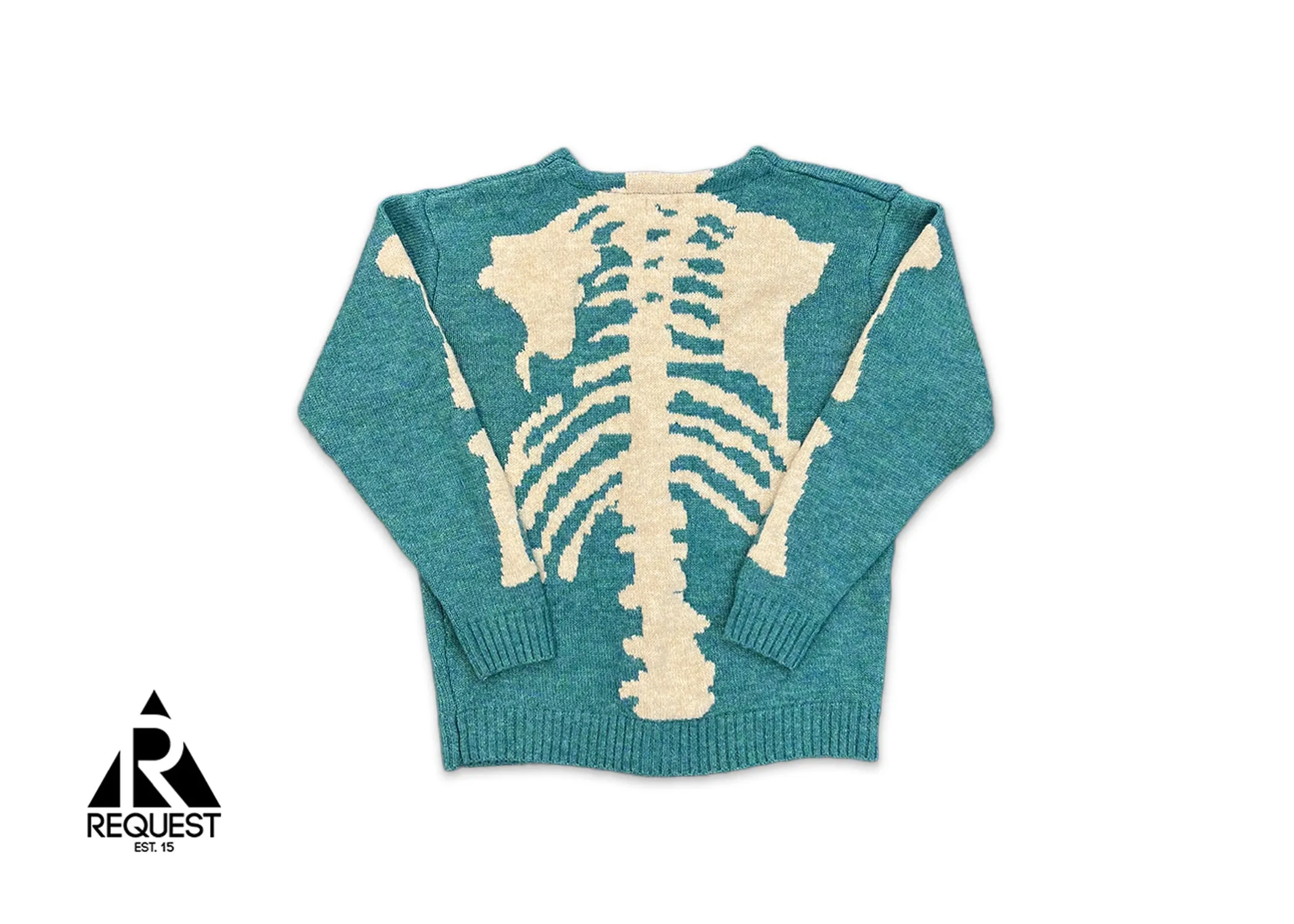 Kapital Skeleton Distressed Jacquard Knit Cardigan Teal