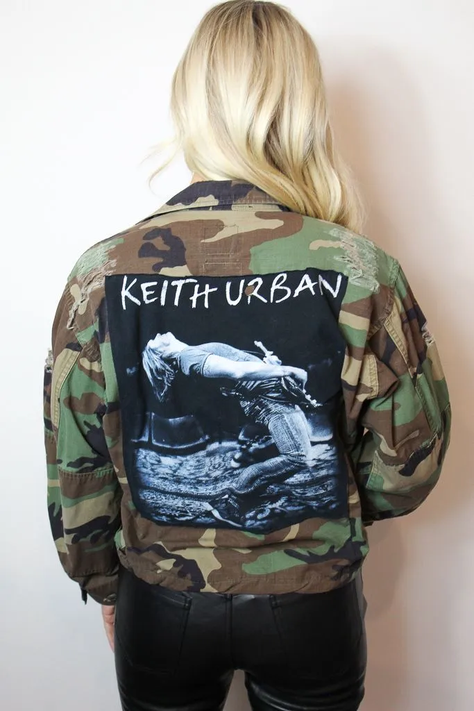 Keith Urban Distressed Cropped Camo Jacket