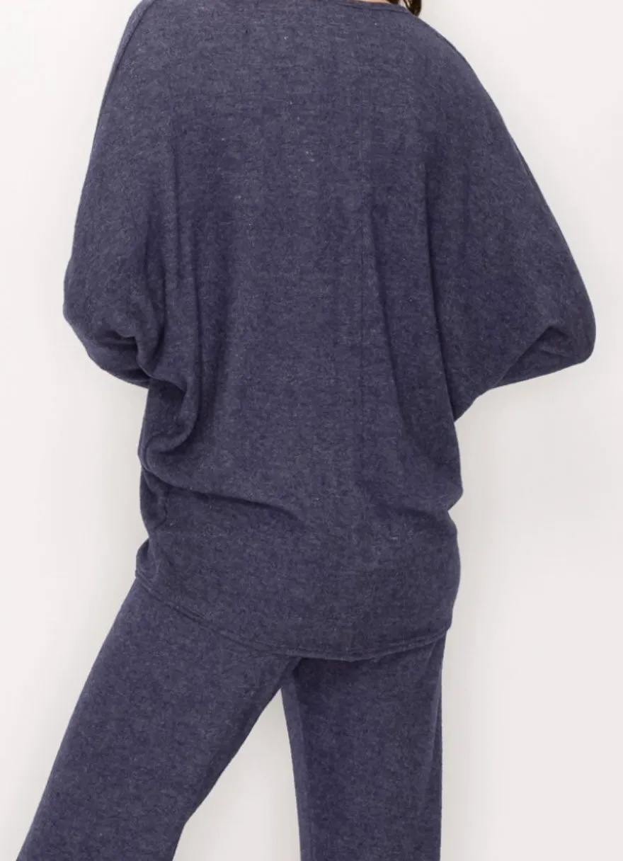 Lounge comfy and cozy pants with elastic drawstring pants with elastic at ankles- H. Navy