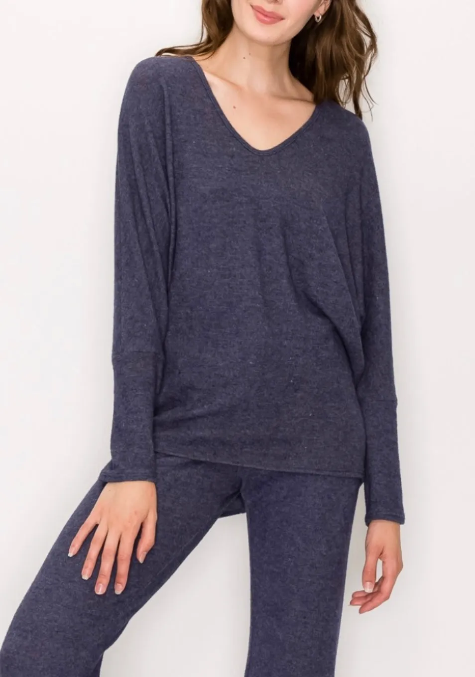 Lounge comfy and cozy pants with elastic drawstring pants with elastic at ankles- H. Navy