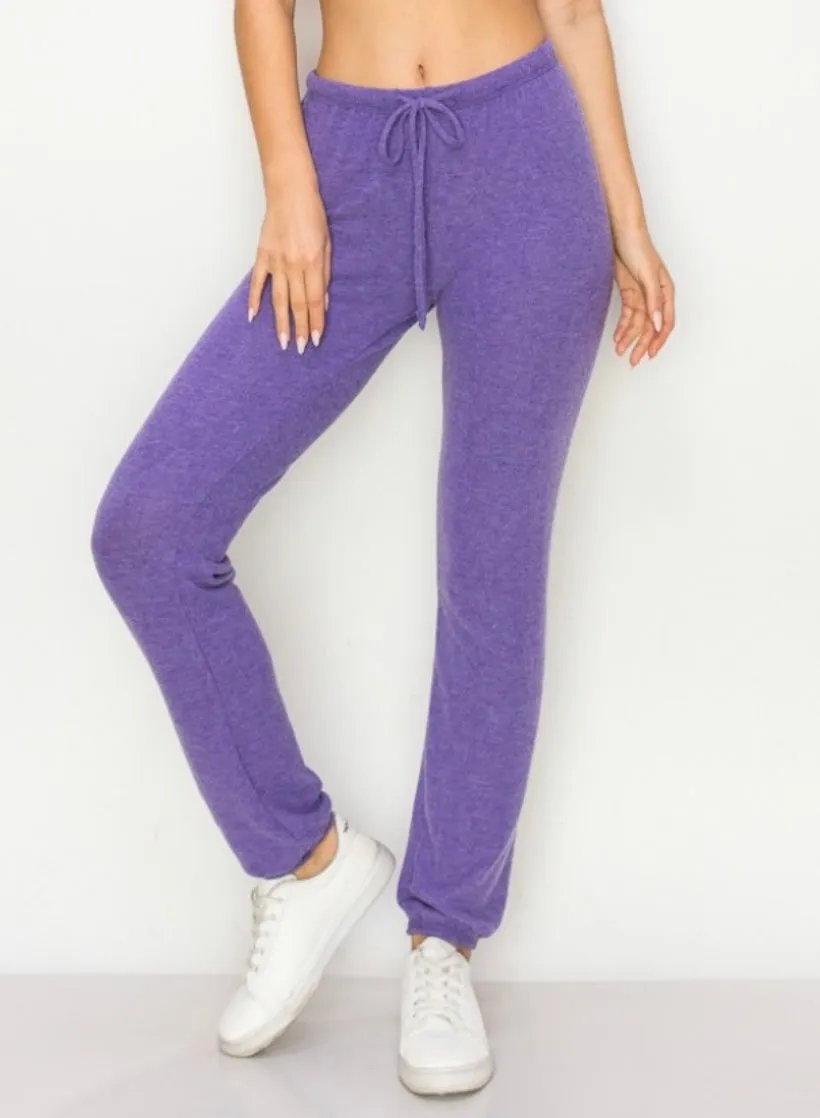 Lounge comfy and cozy pants with elastic drawstring pants with elastic at ankles- H. Navy