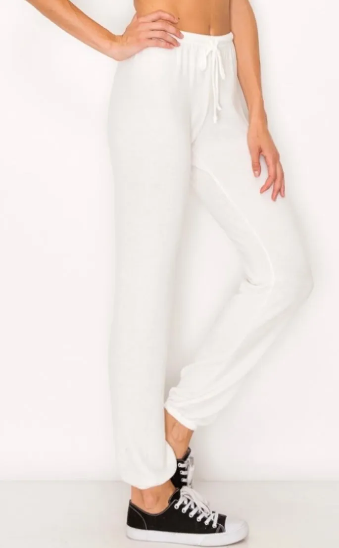 Lounge comfy and cozy pants with elastic drawstring pants with elastic at ankles- H. Purple