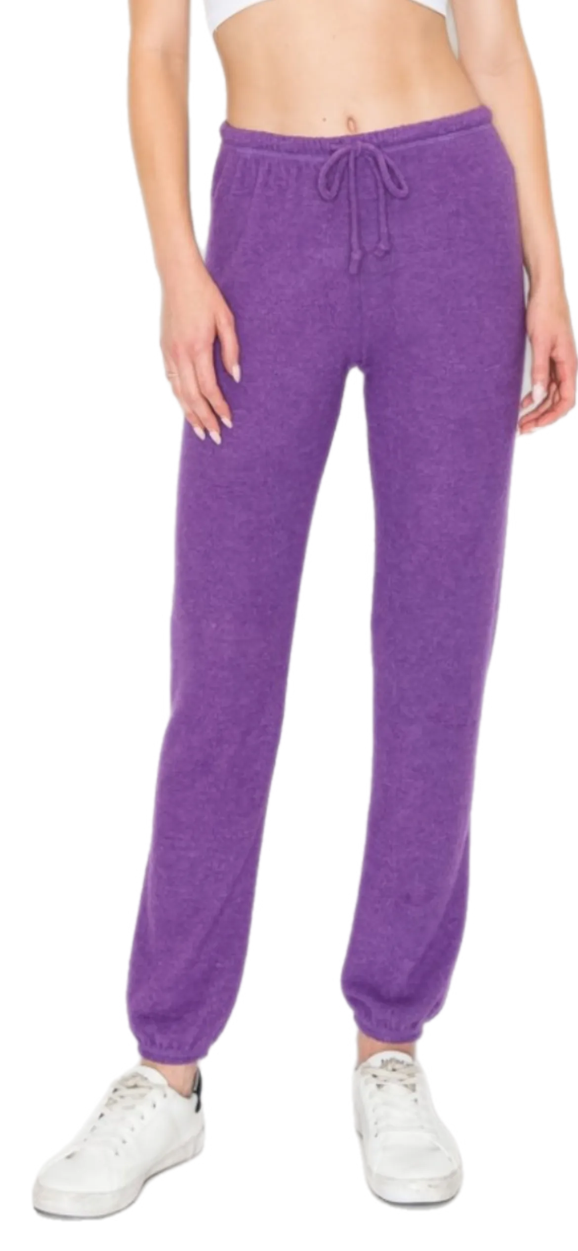 Lounge comfy and cozy pants with elastic drawstring pants with elastic at ankles- H. Purple