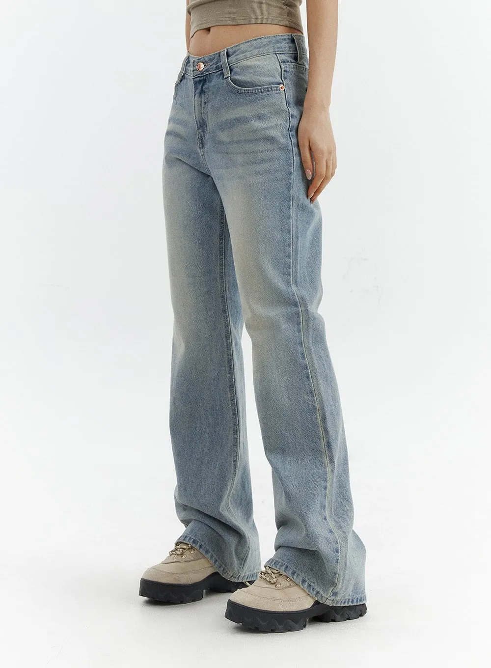 Low Waist Cargo Flare Jeans CJ423